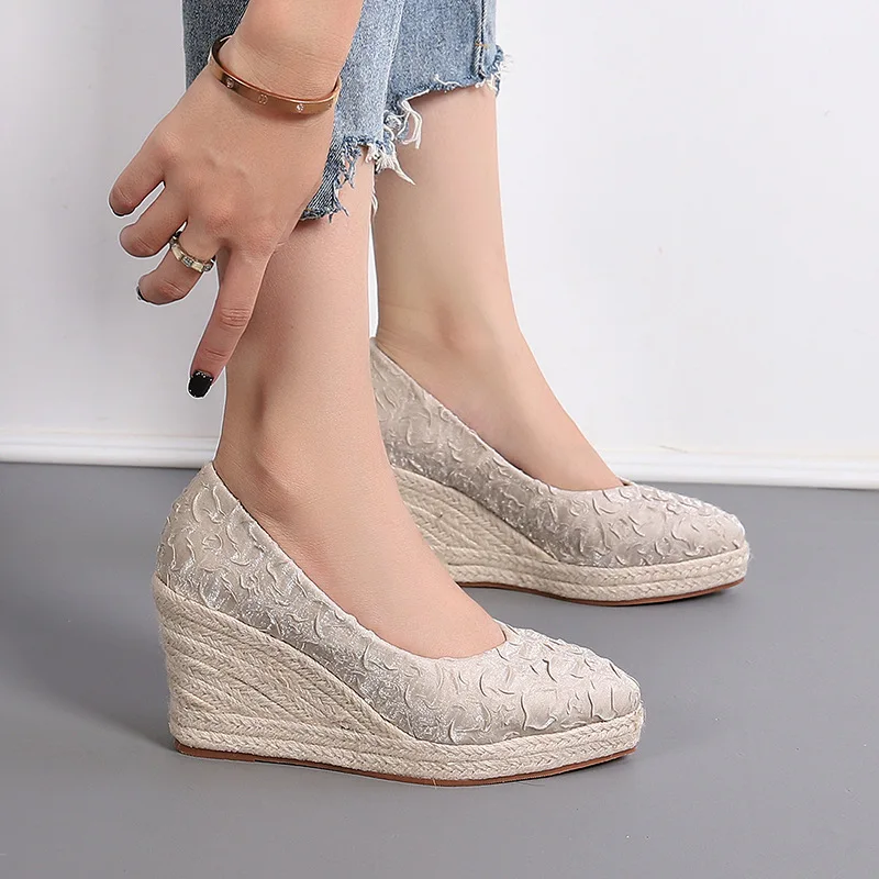 8cm Size 34-42 Breathable Comf - Espadrille Slip On ulasan dan harga
