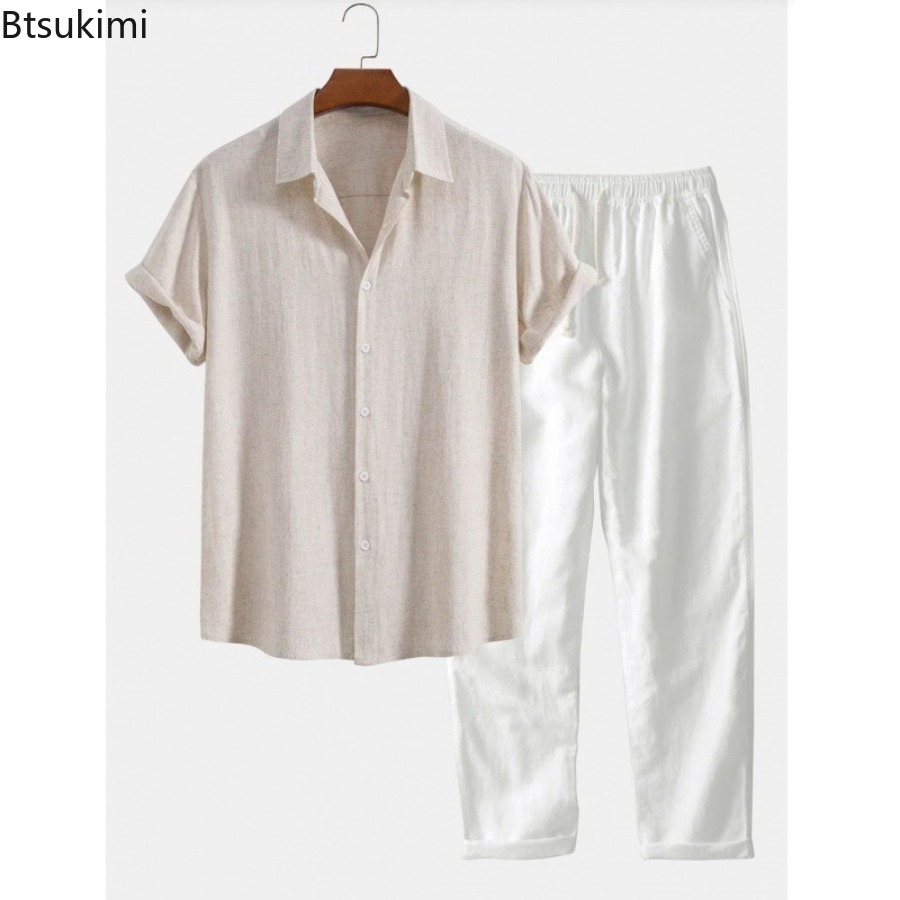 2026 Men's Fashion Solid Beach - Short Linen Drawstring ulasan dan harga