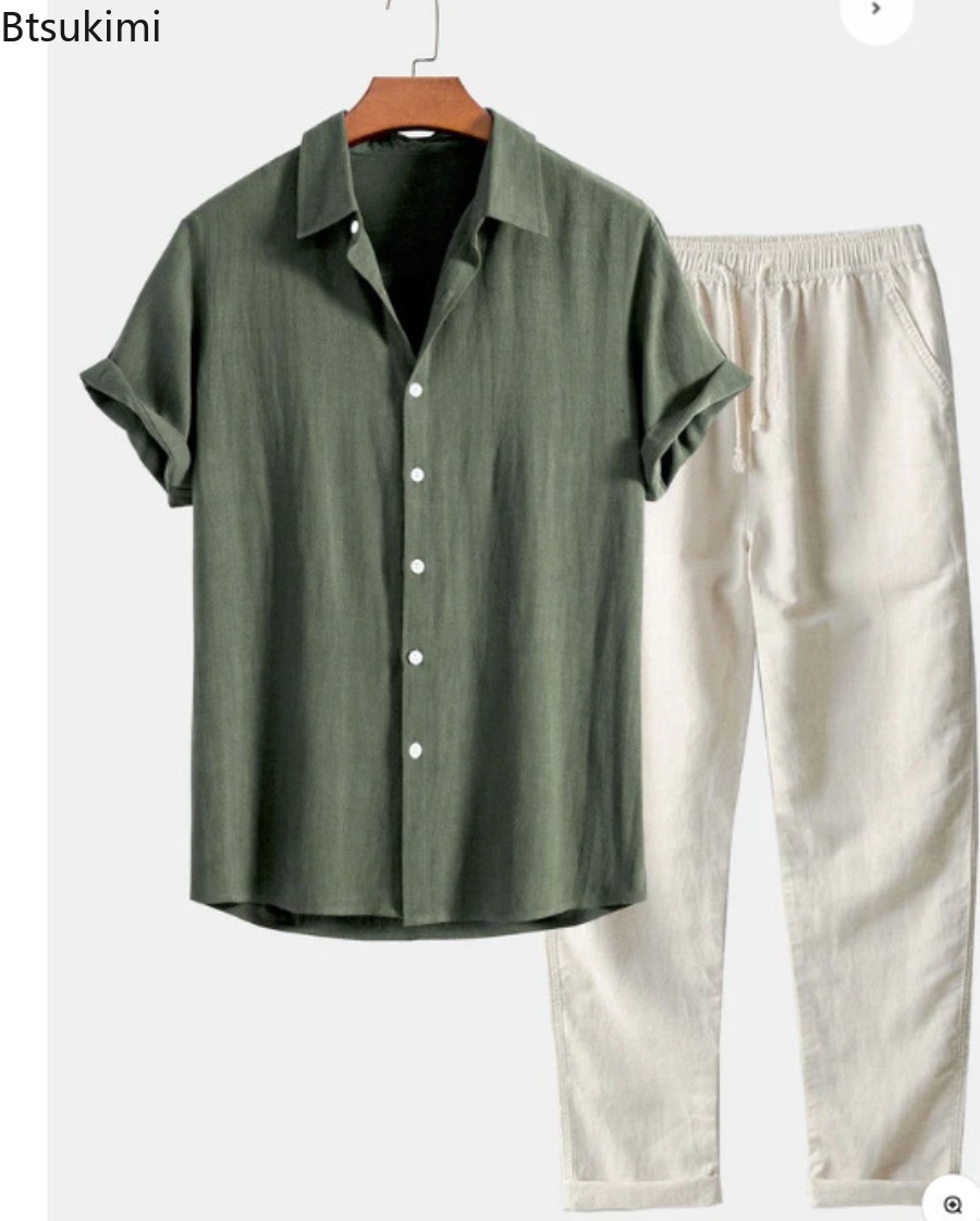 2026 Men's Fashion Solid Beach - Short Linen Drawstring ulasan dan harga