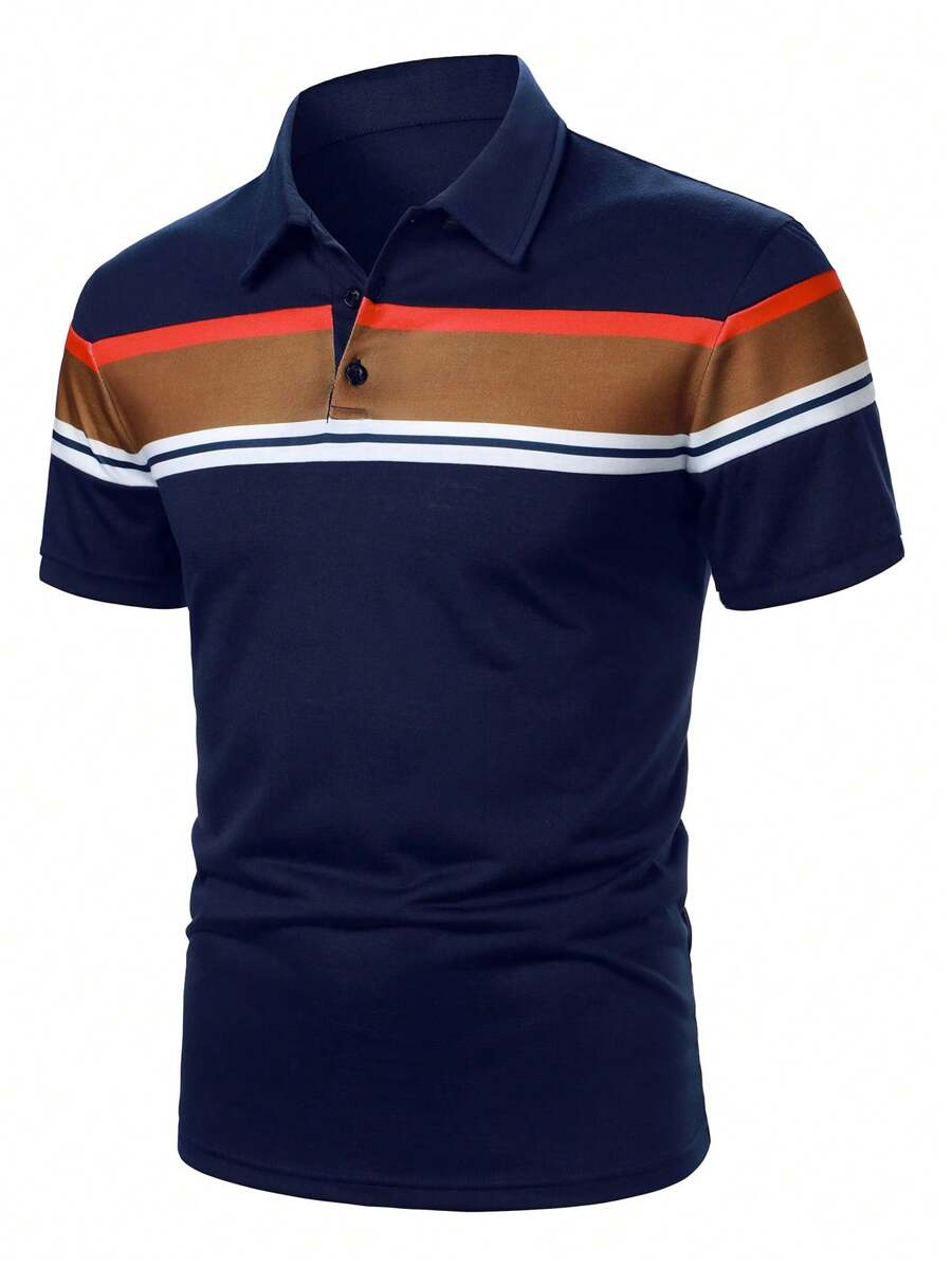 Calvornis Men Color Block Shor - Polo Shirt Pique ulasan dan harga