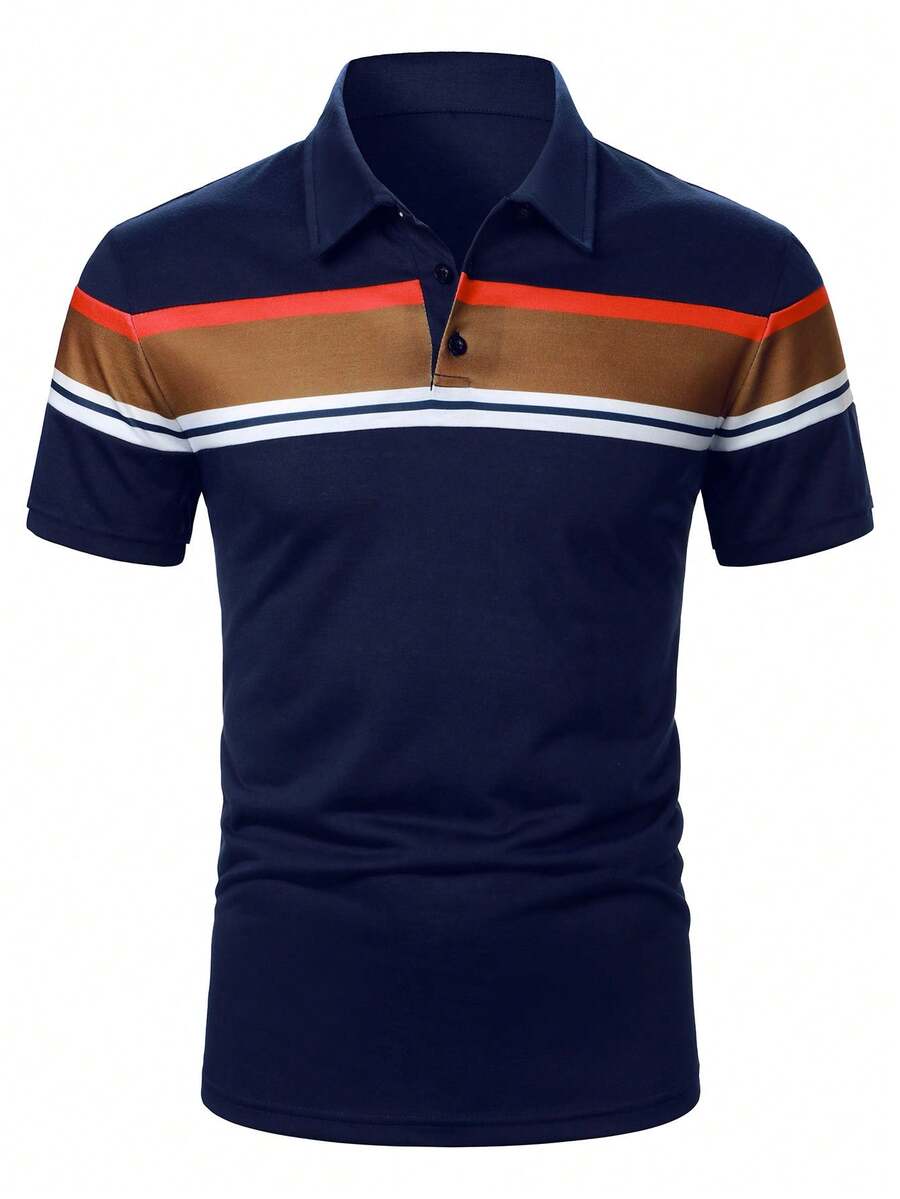 Calvornis Men Color Block Shor - Polo Shirt Pique ulasan dan harga